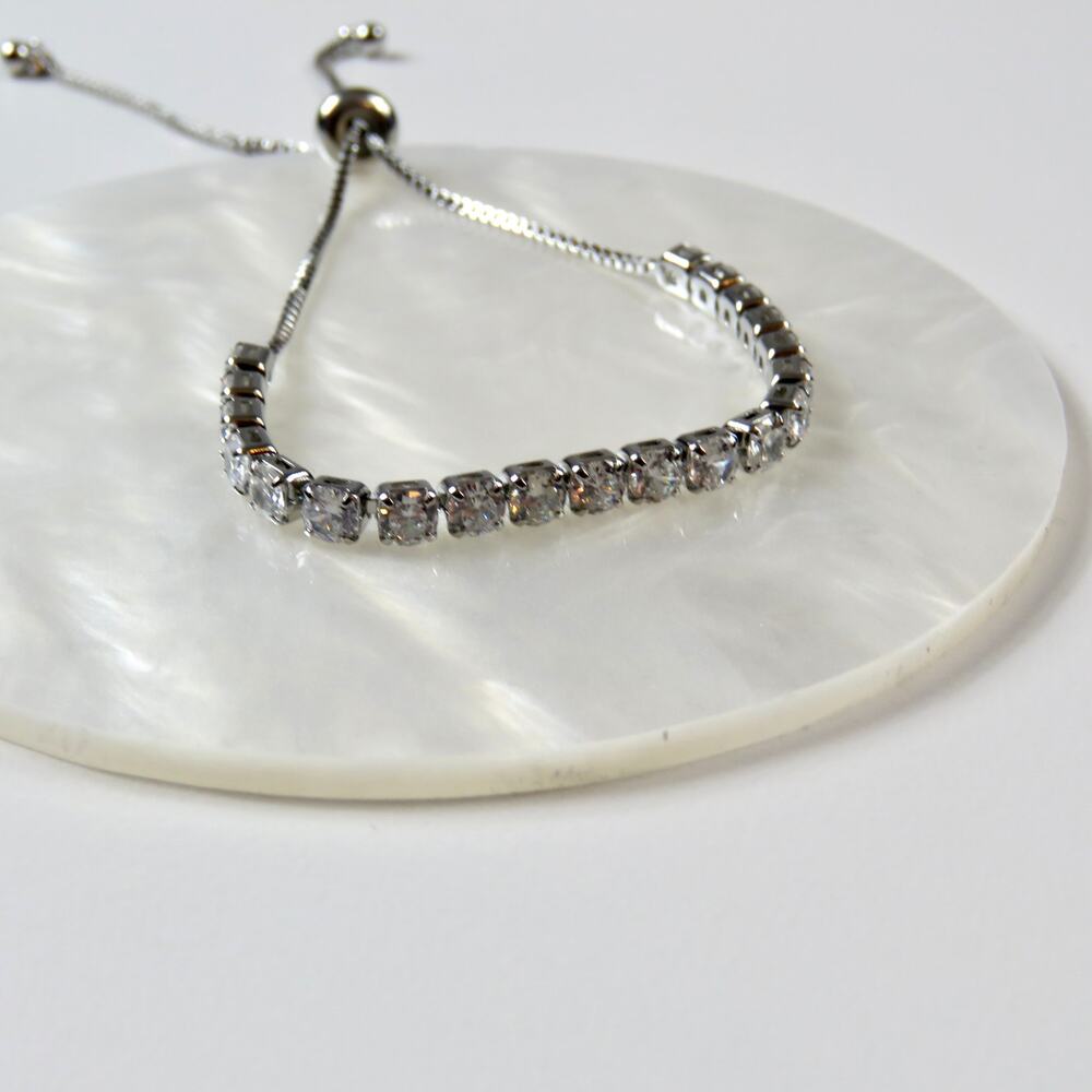 Zales Silver Bracelet with White Stones - Picture 3 of 7